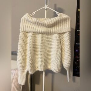 Express Off-Shoulder White Sweater